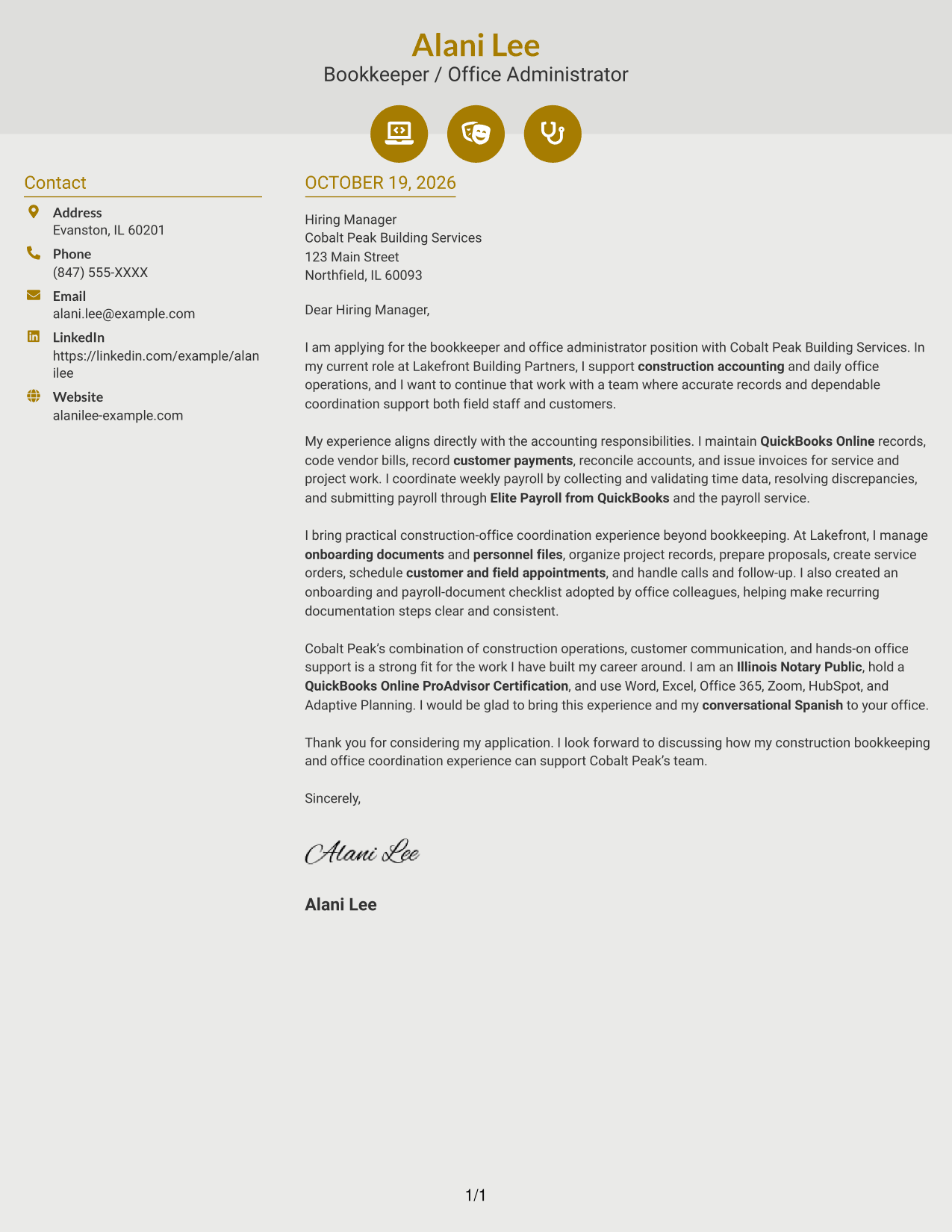 Cover letter example — page 1