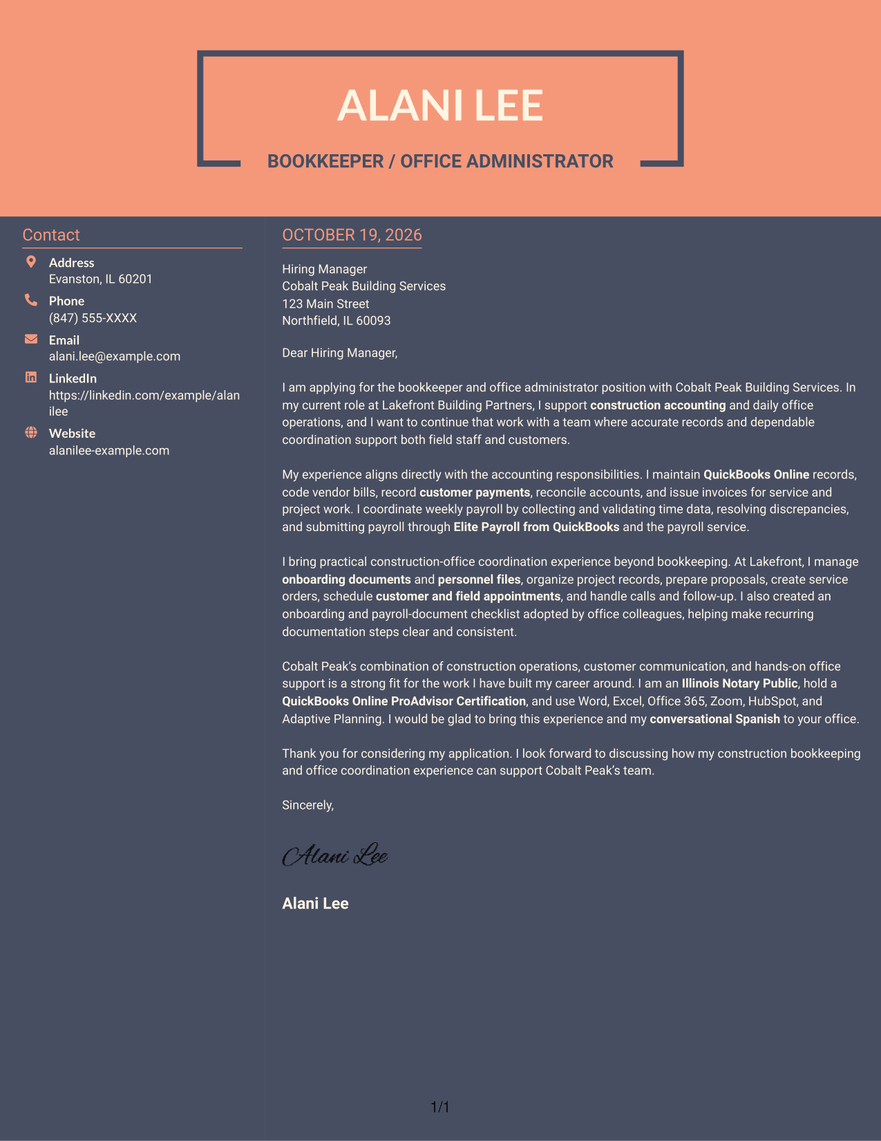 Cover letter example — page 1