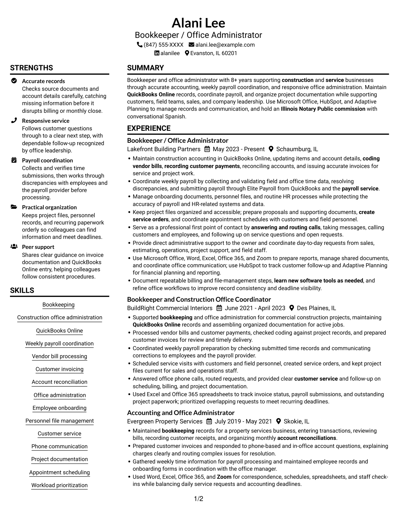Resume example — page 1