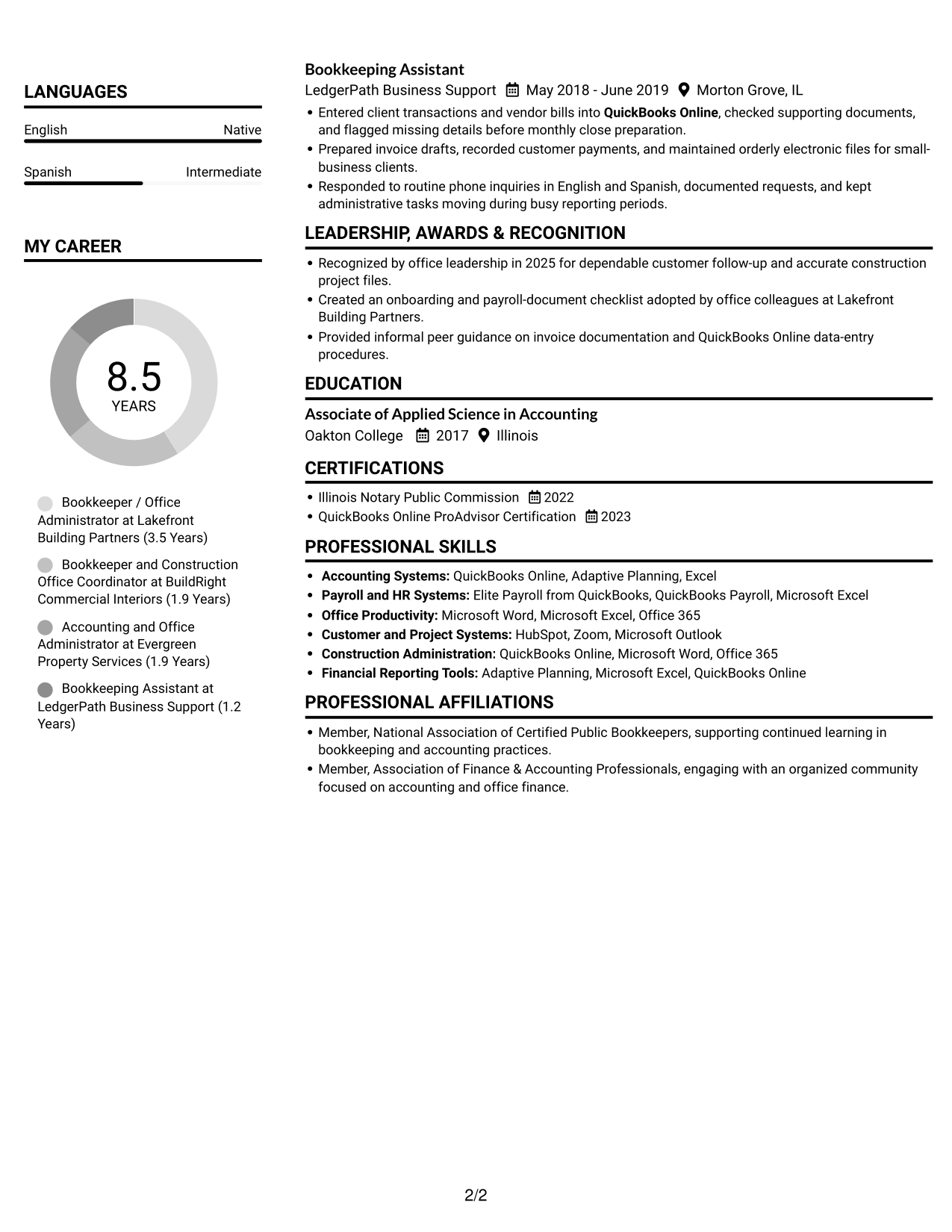 Resume example — page 2
