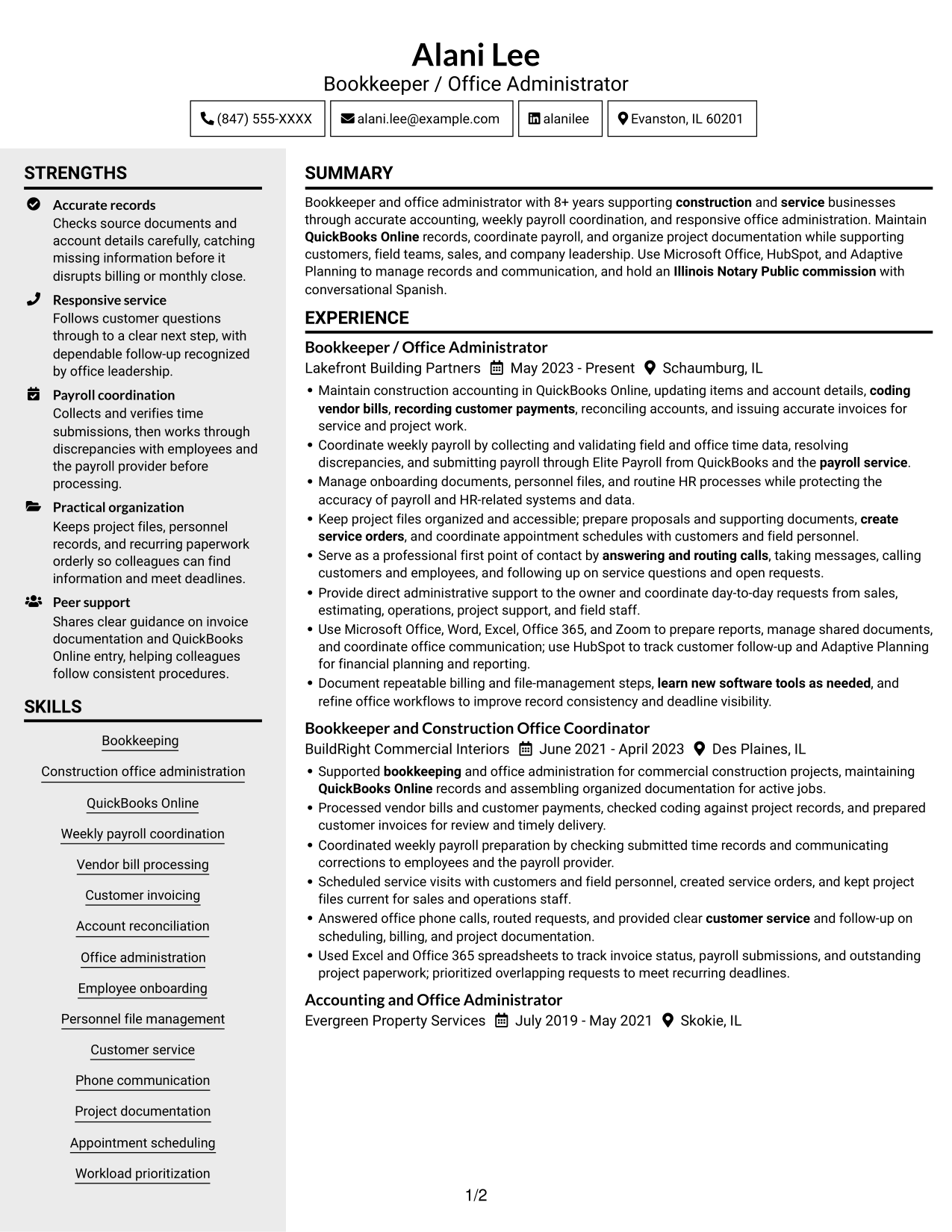 Resume example — page 1