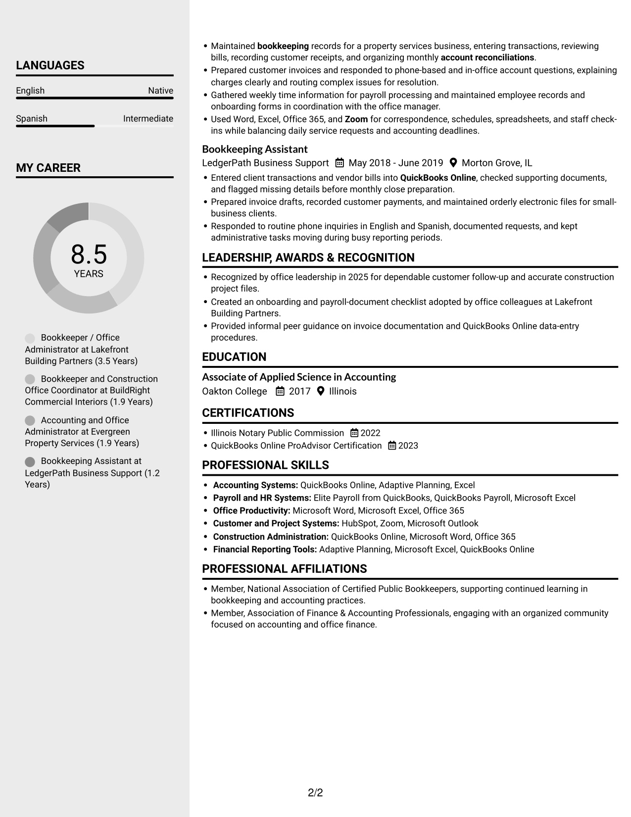 Resume example — page 2