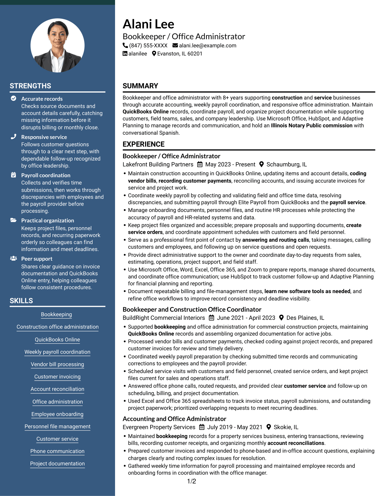 Resume example — page 1