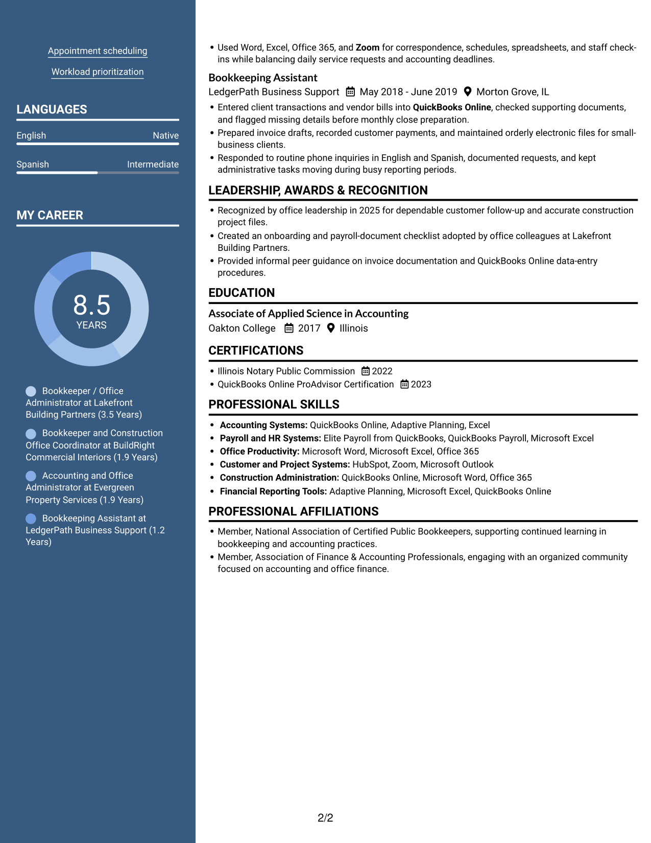 Resume example — page 2