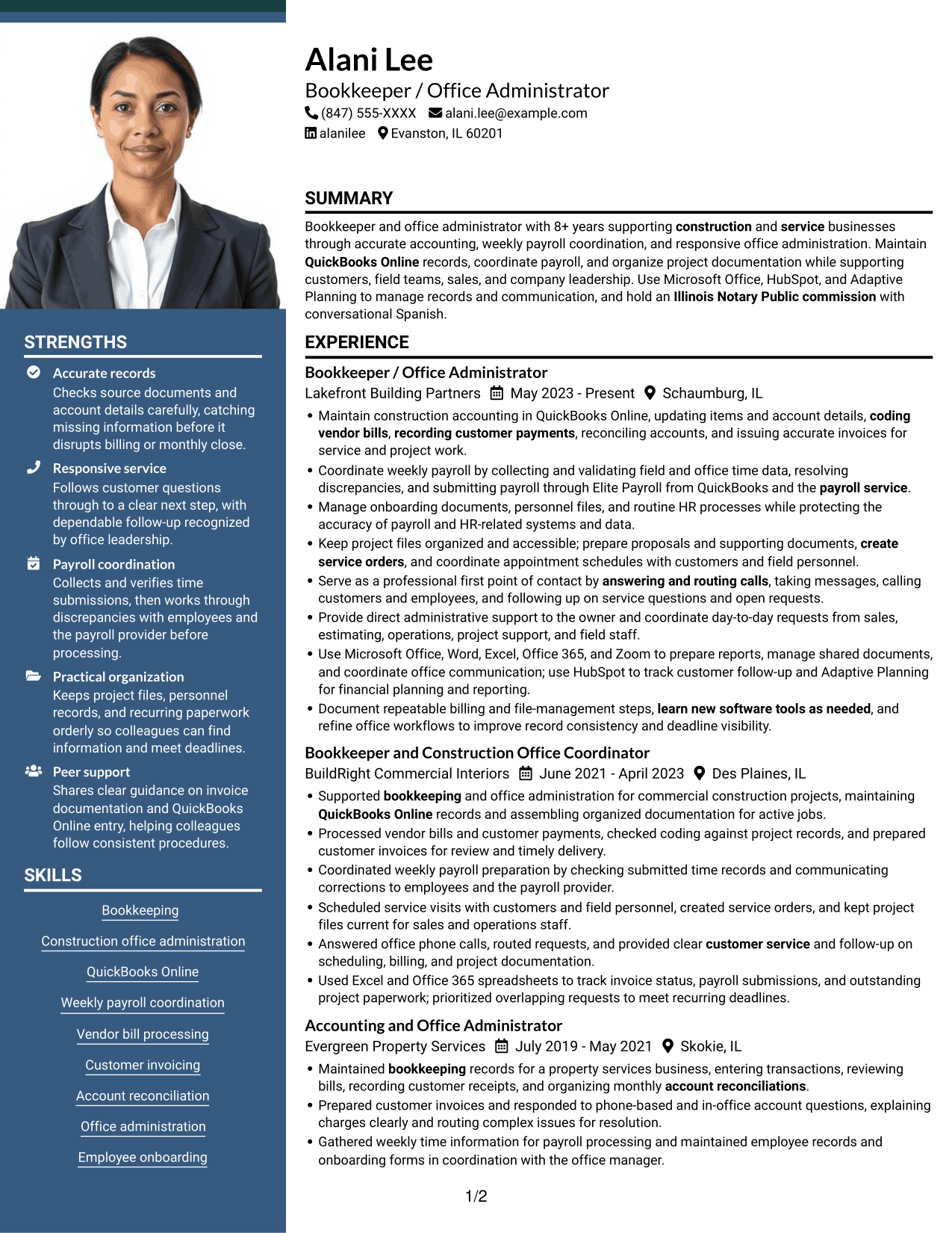 Resume example — page 1