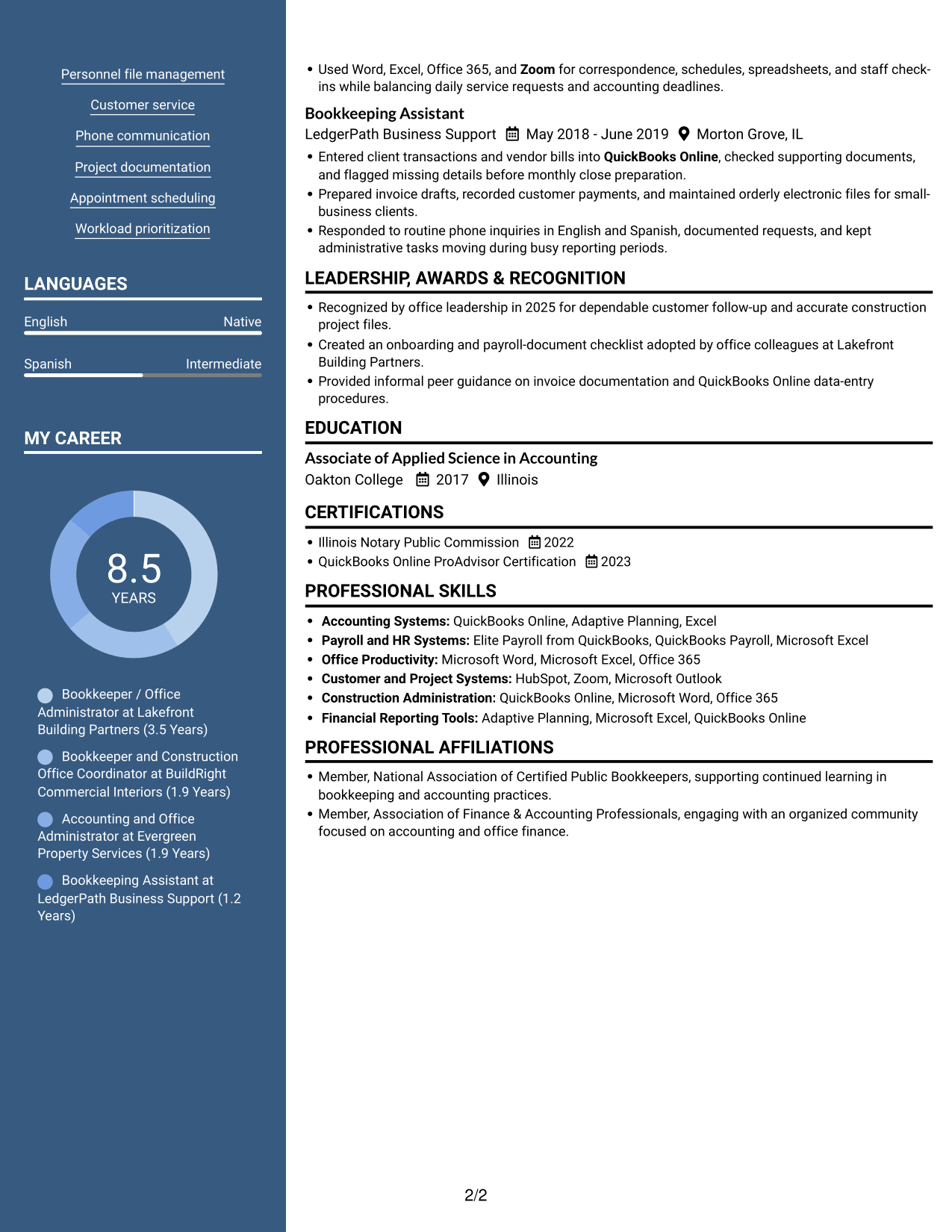 Resume example — page 2