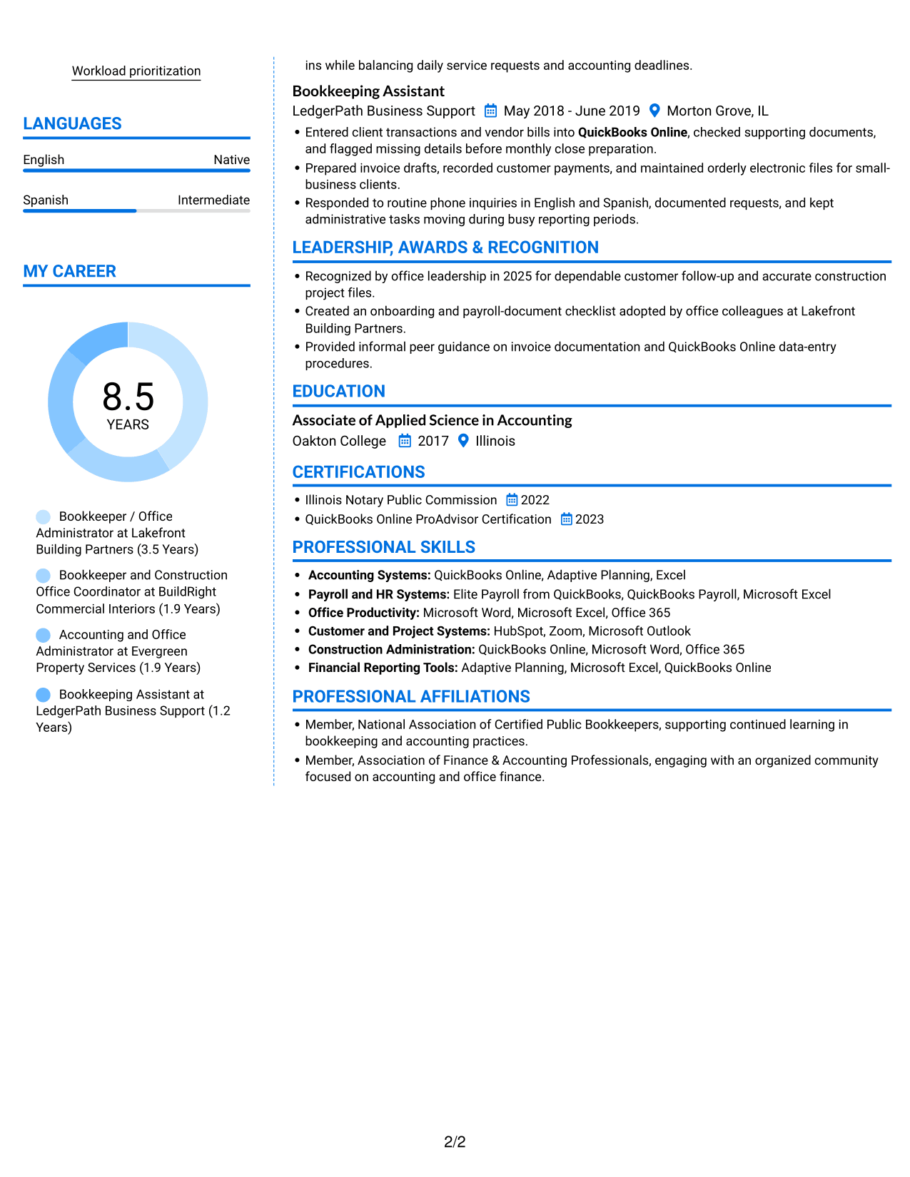 Resume example — page 2