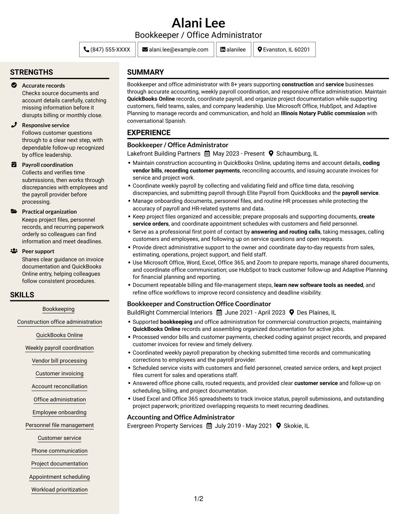 Resume example — page 1