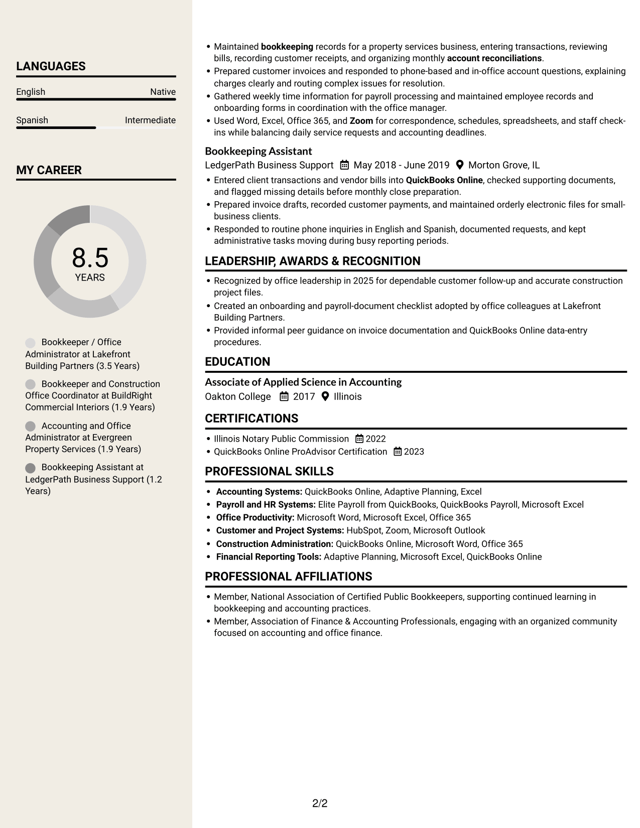 Resume example — page 2