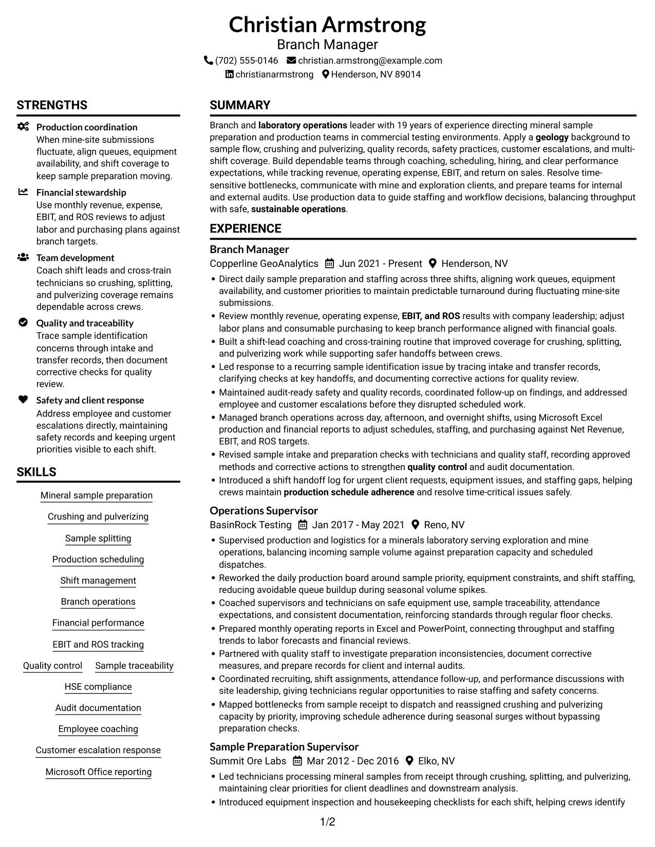 Resume example — page 1