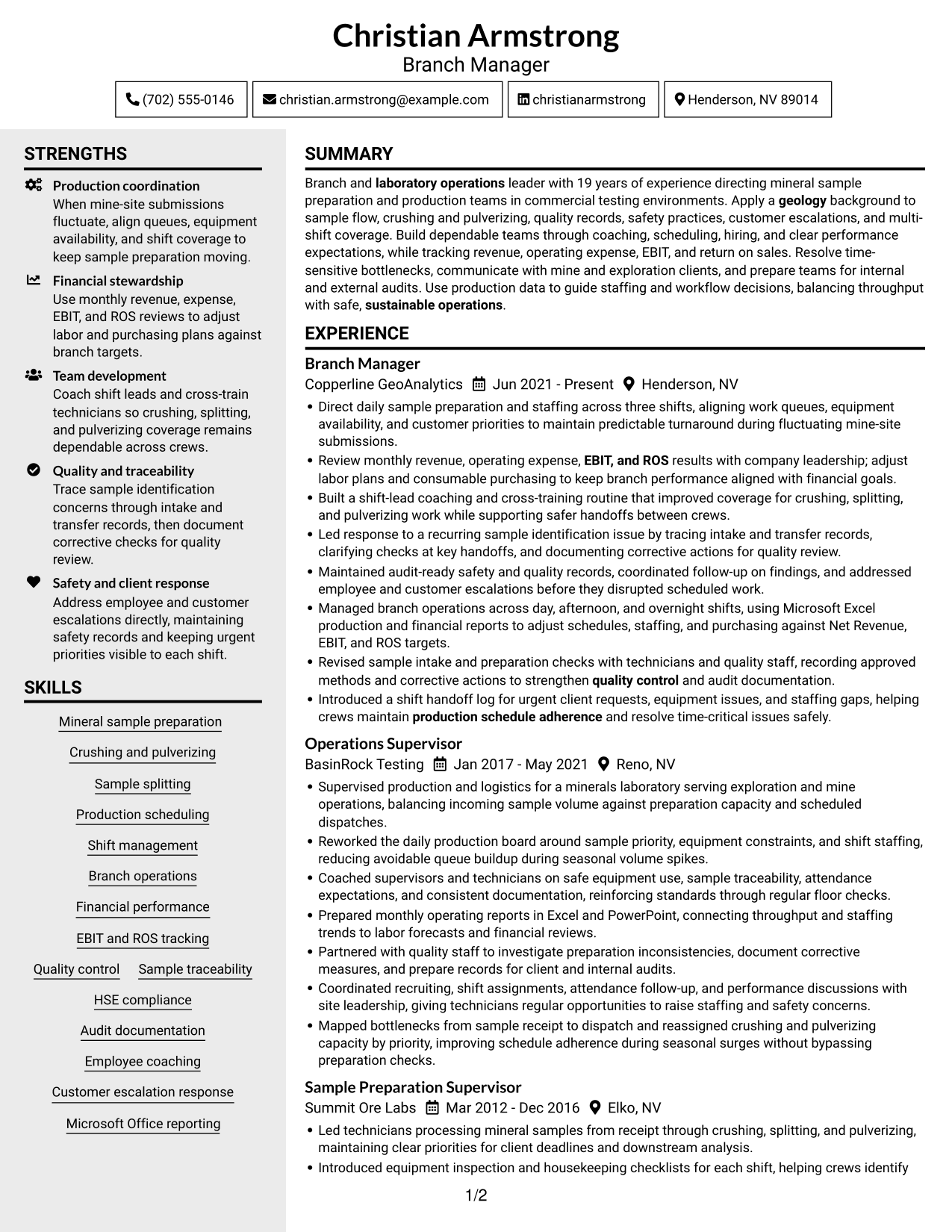 Resume example — page 1