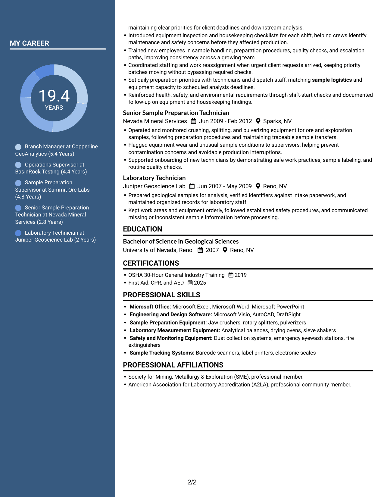 Resume example — page 2