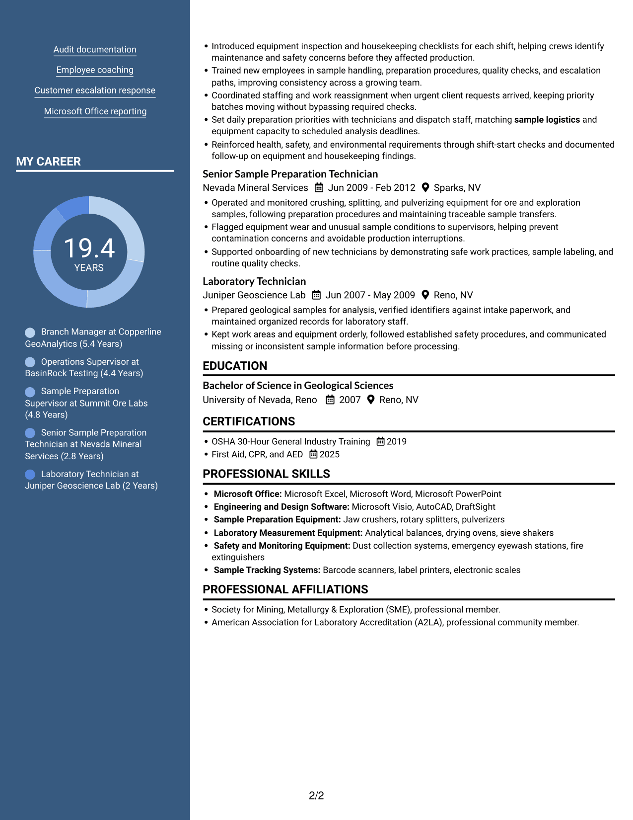 Resume example — page 2