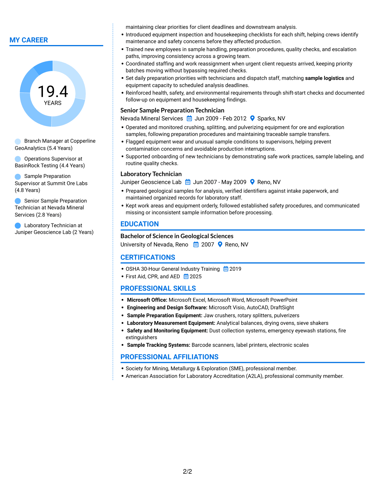 Resume example — page 2