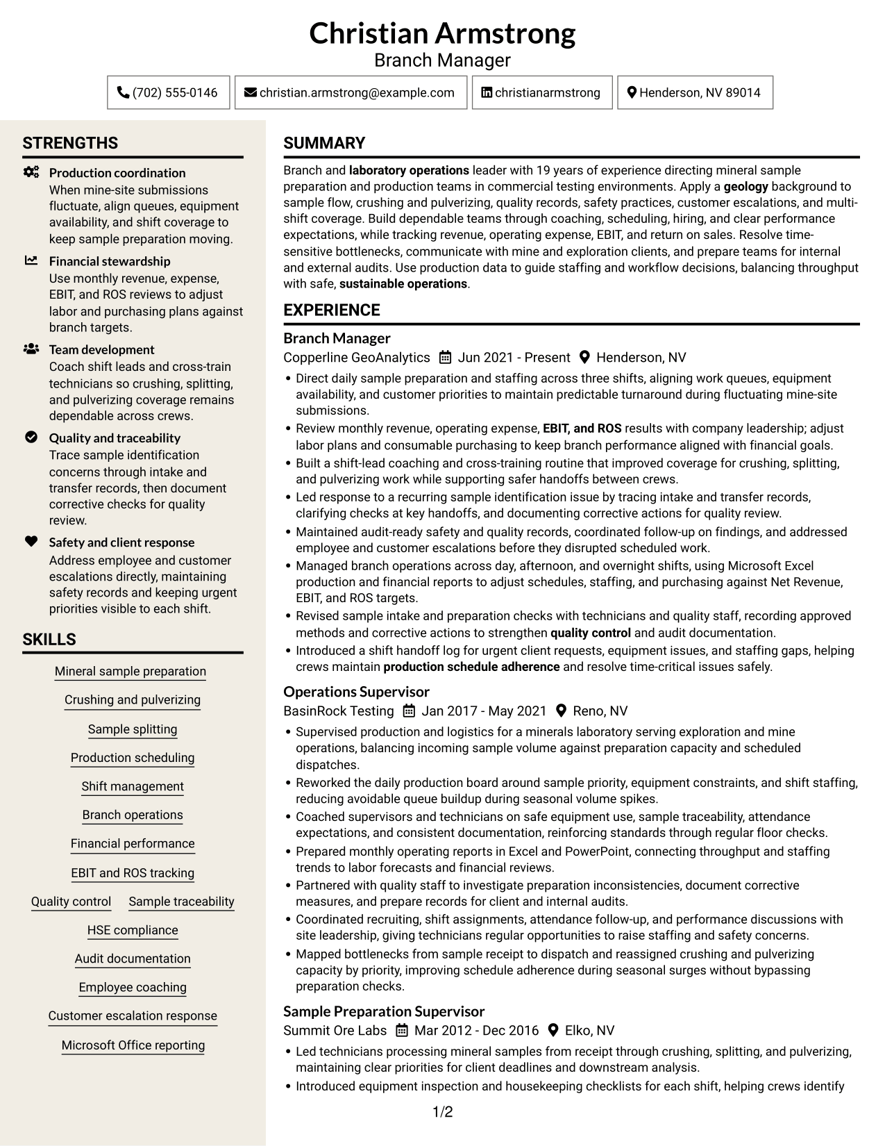 Resume example — page 1