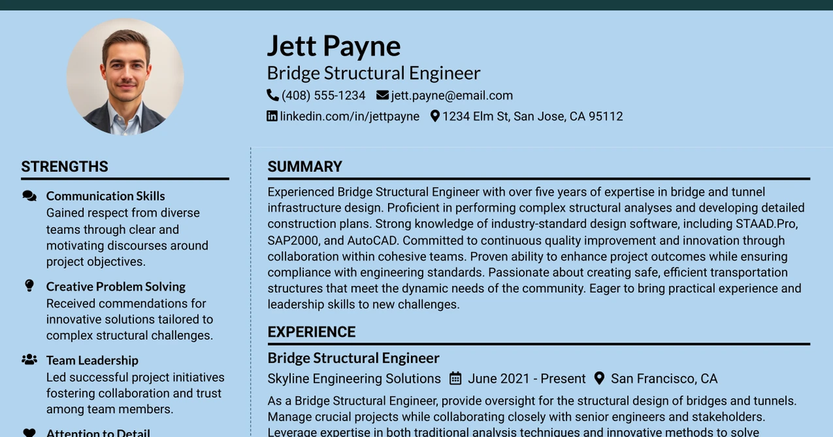 33 Bridge Structural Engineer Resume Templates with Example 2026 (ATS-Optimized)