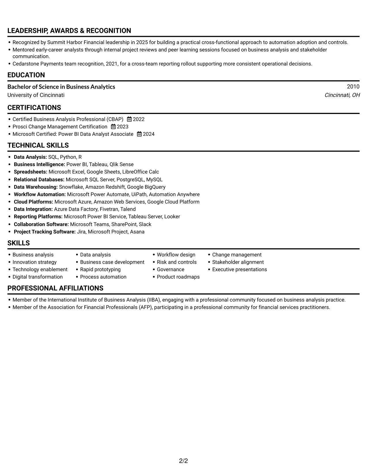 Resume example — page 2