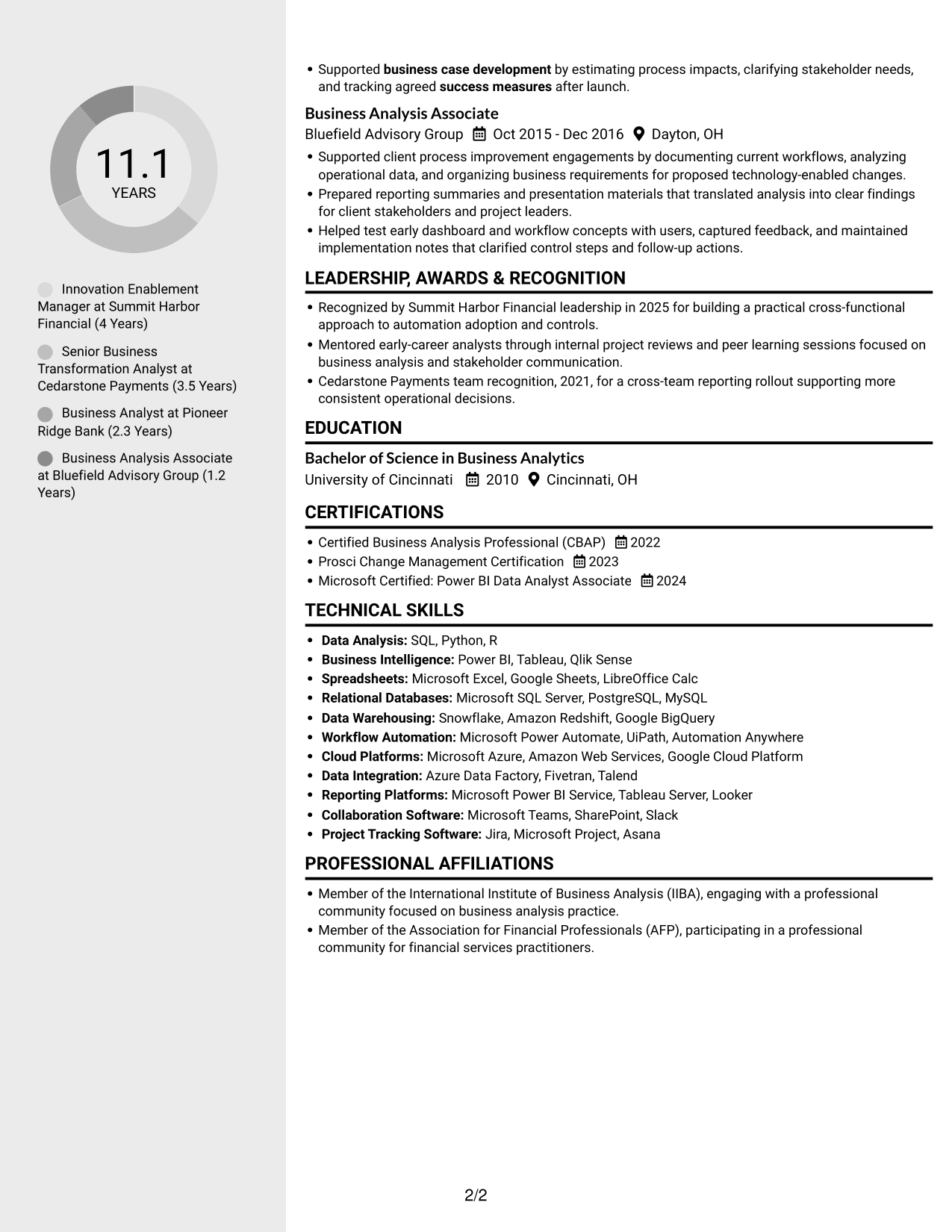 Resume example — page 2