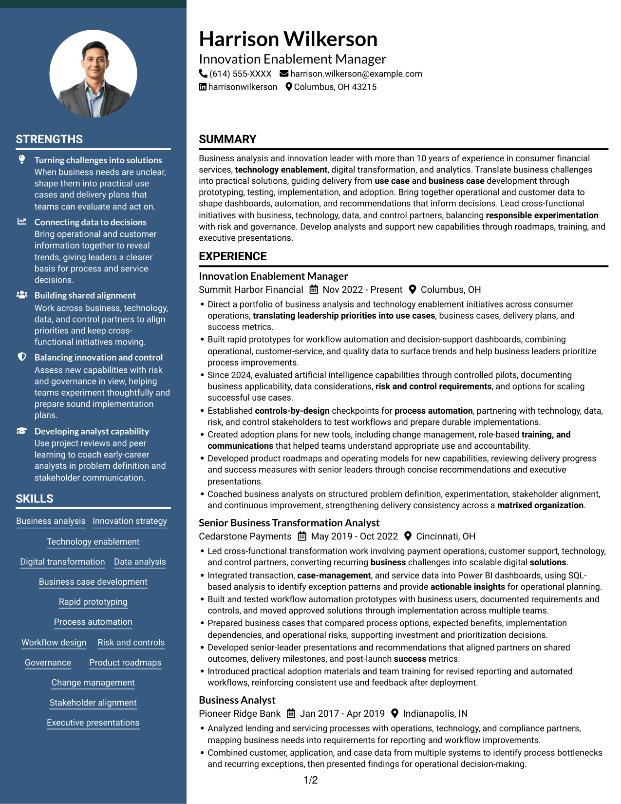 Resume example — page 1