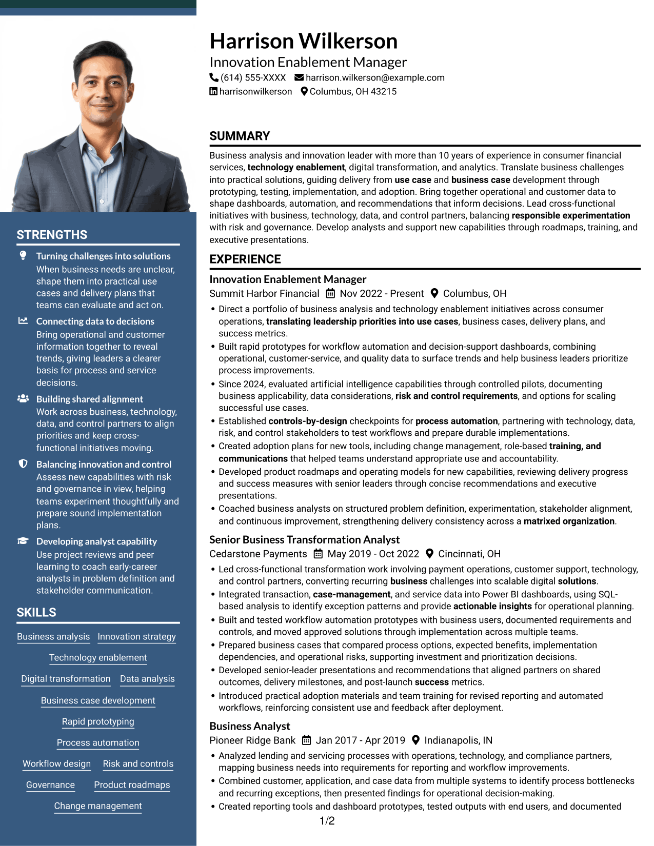 Resume example — page 1
