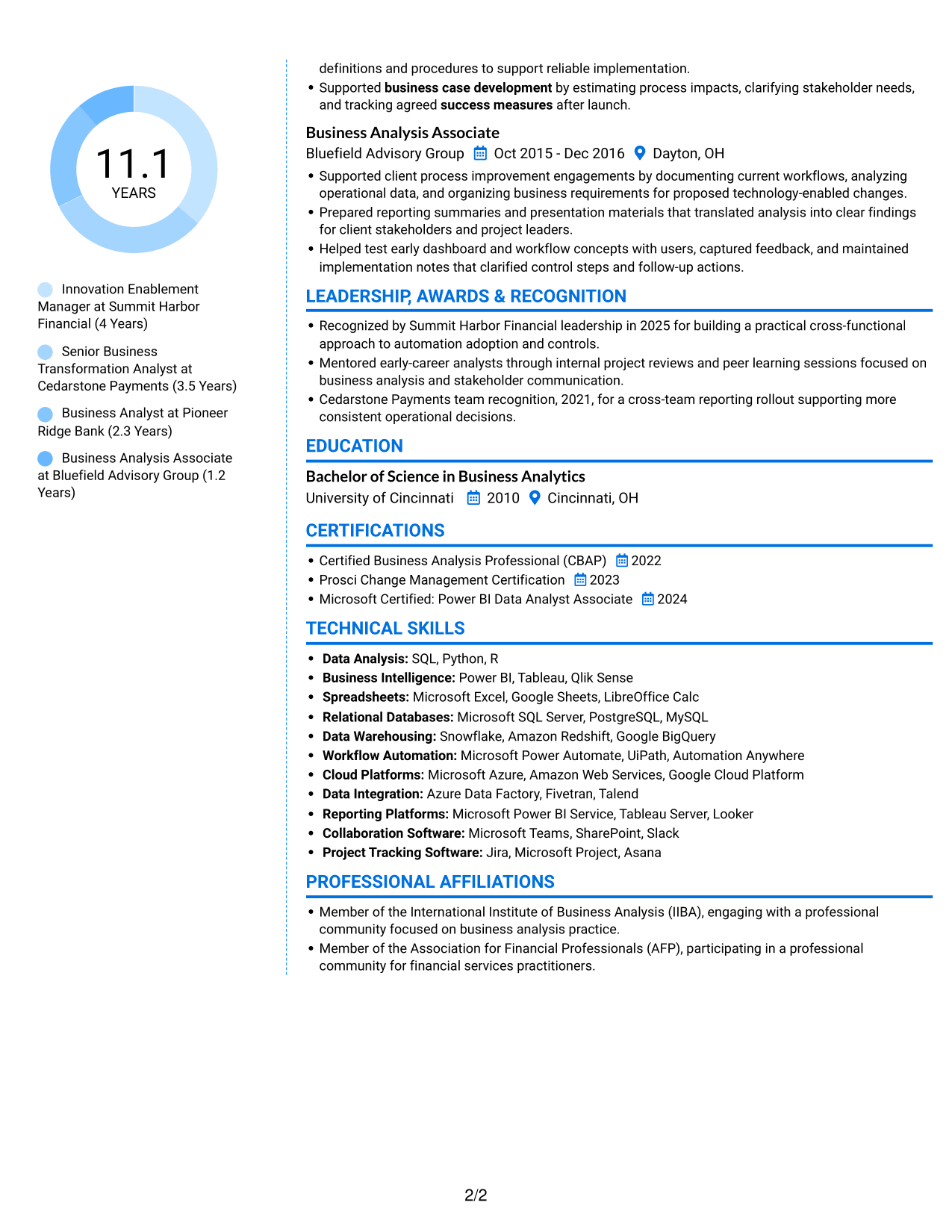 Resume example — page 2