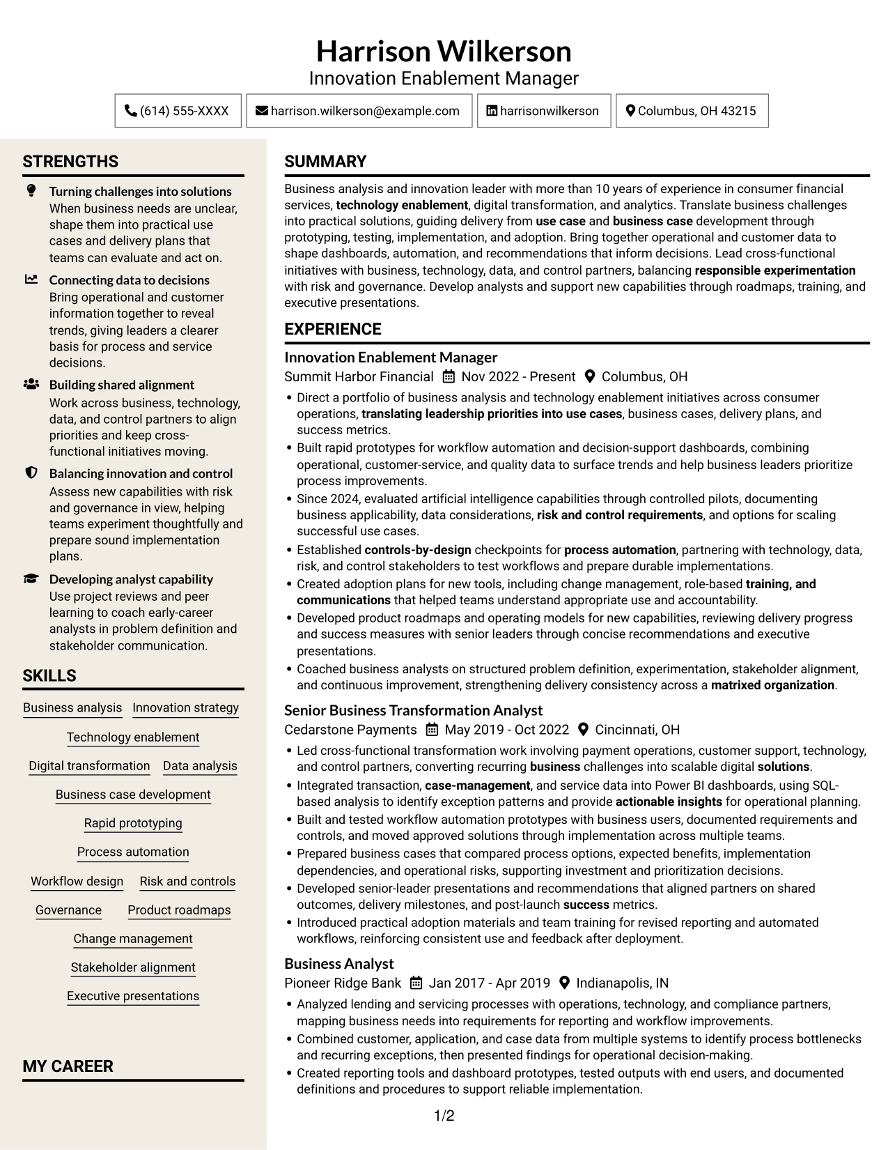 Resume example — page 1