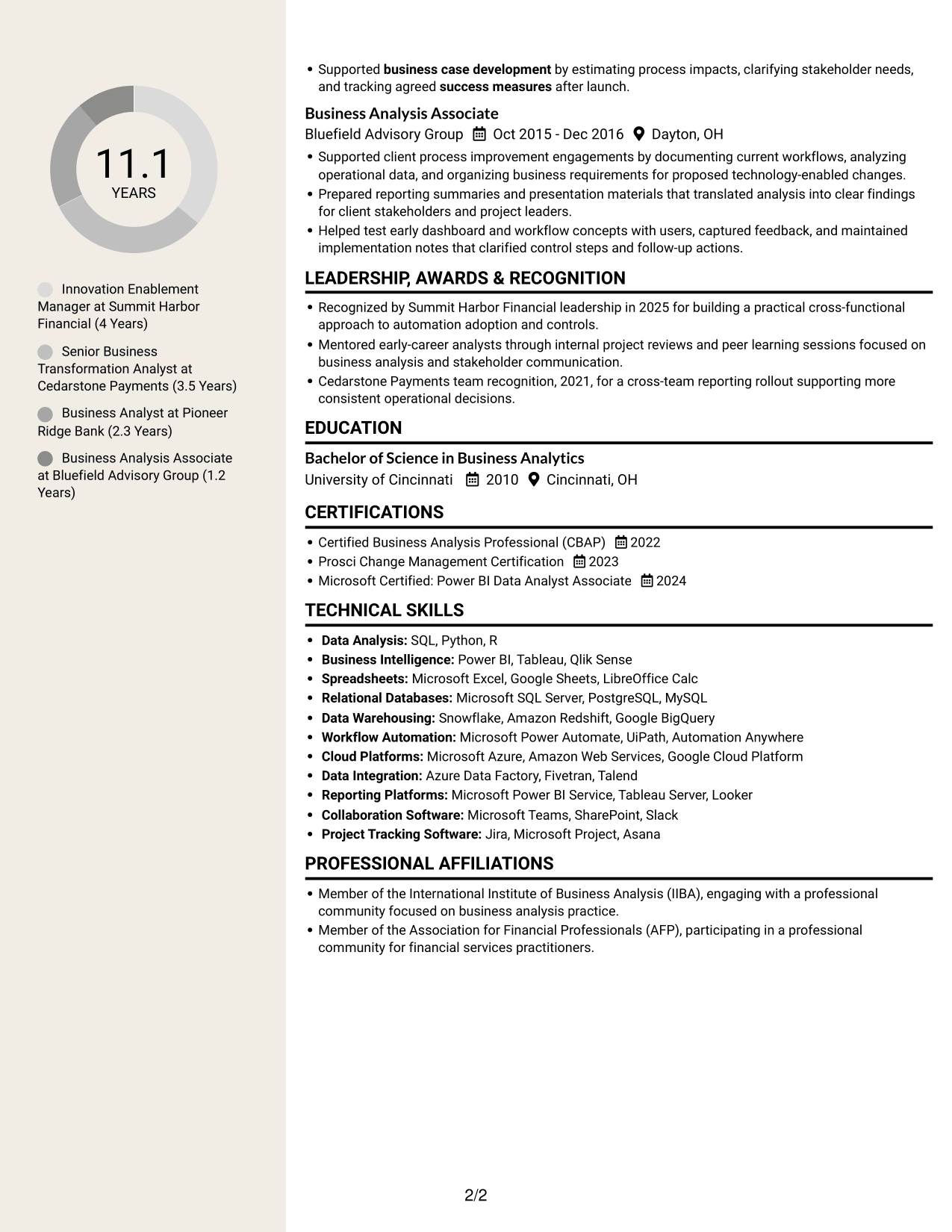 Resume example — page 2
