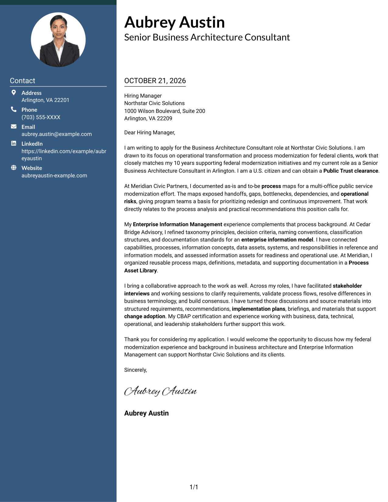 Cover letter example — page 1
