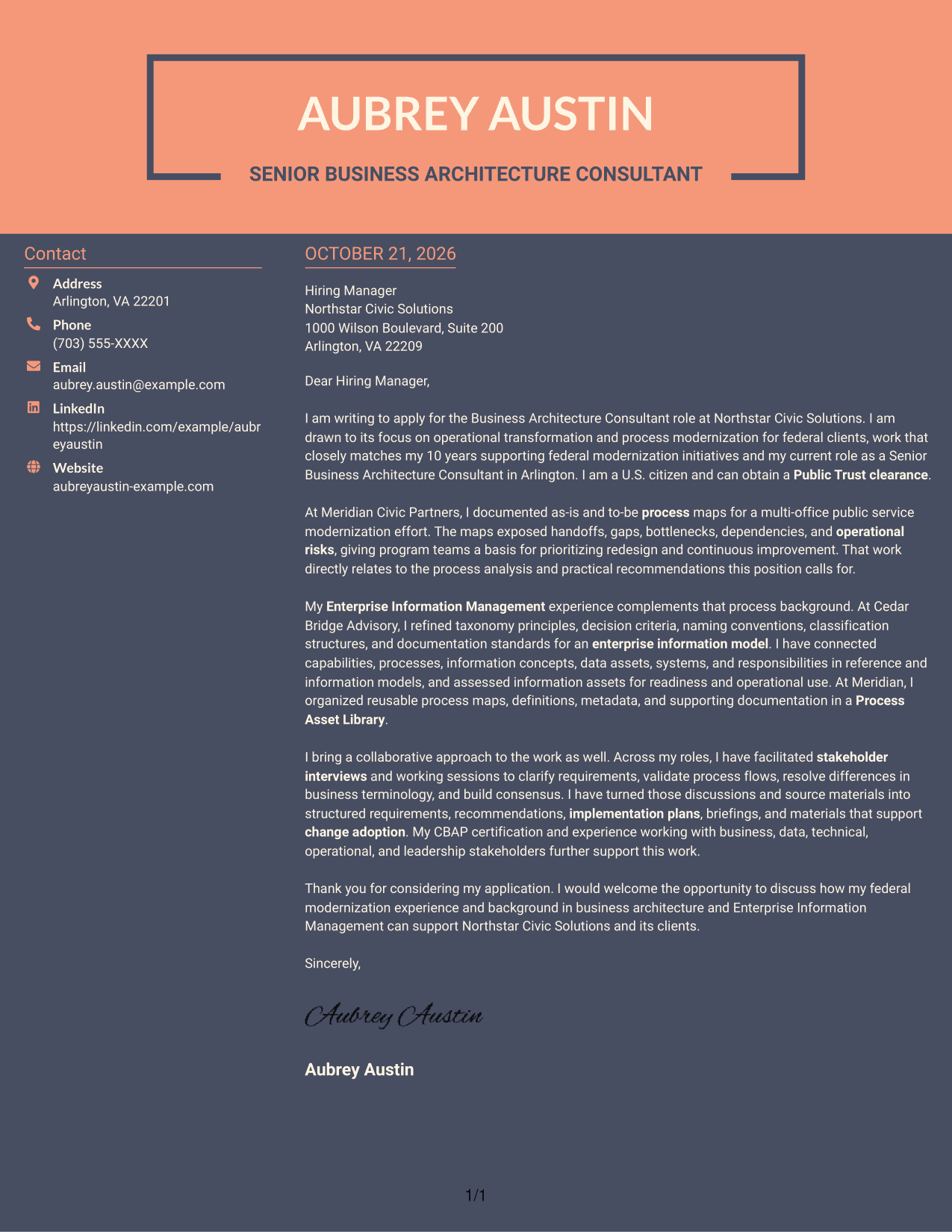 Cover letter example — page 1