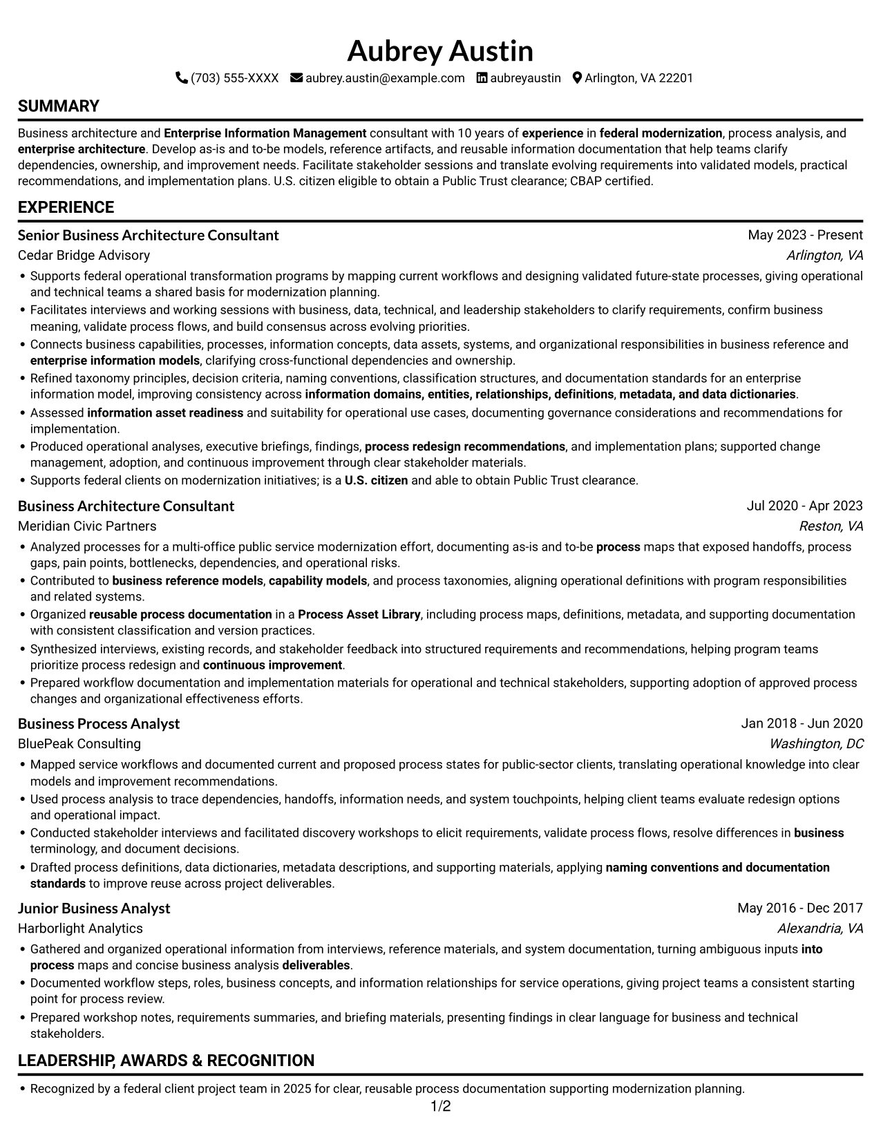 Resume example — page 1