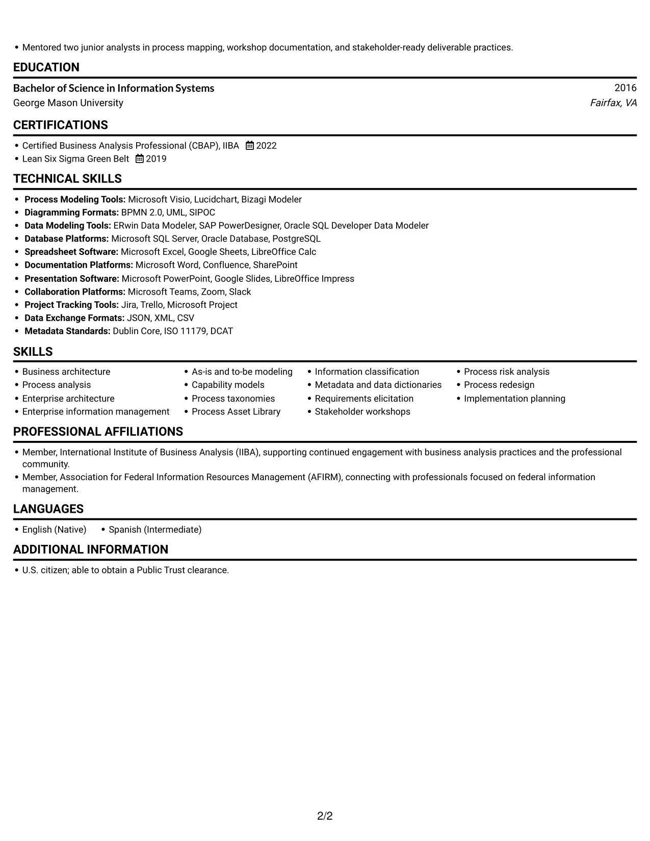 Resume example — page 2
