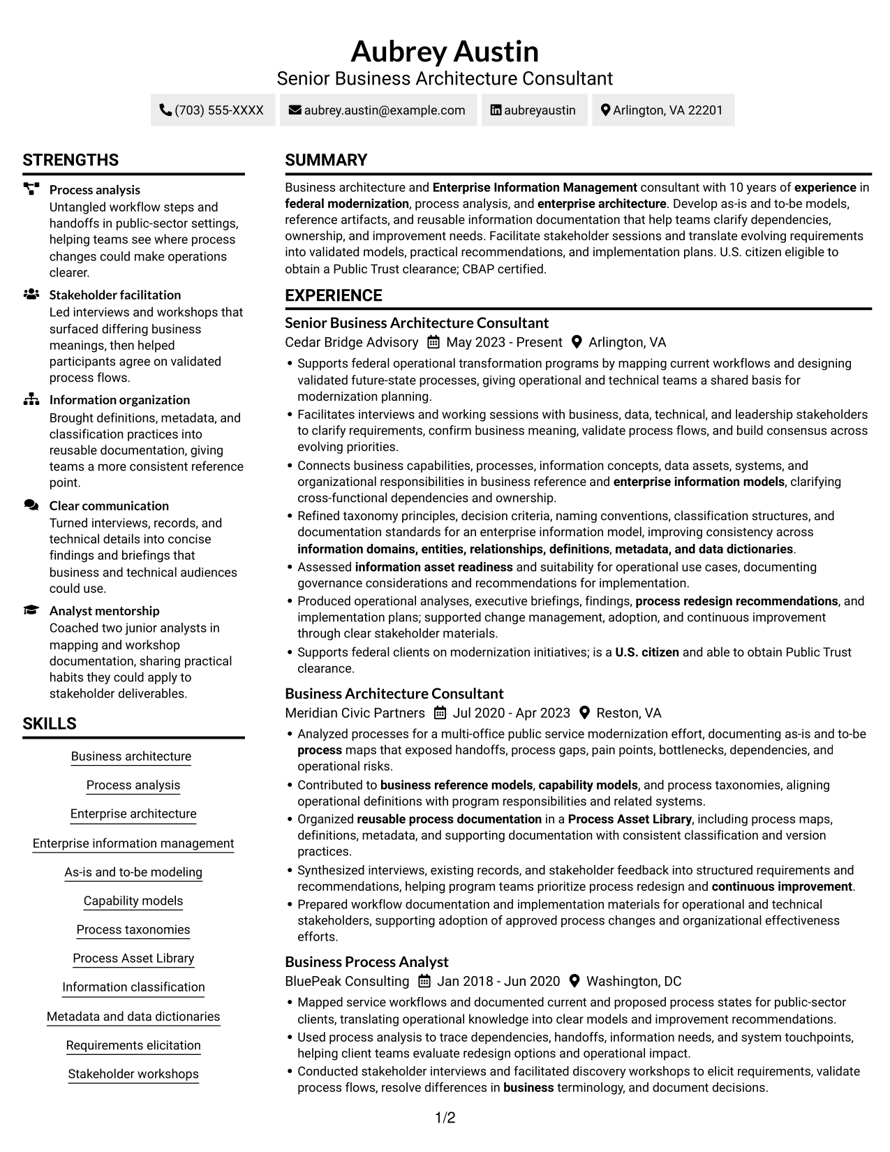 Resume example — page 1