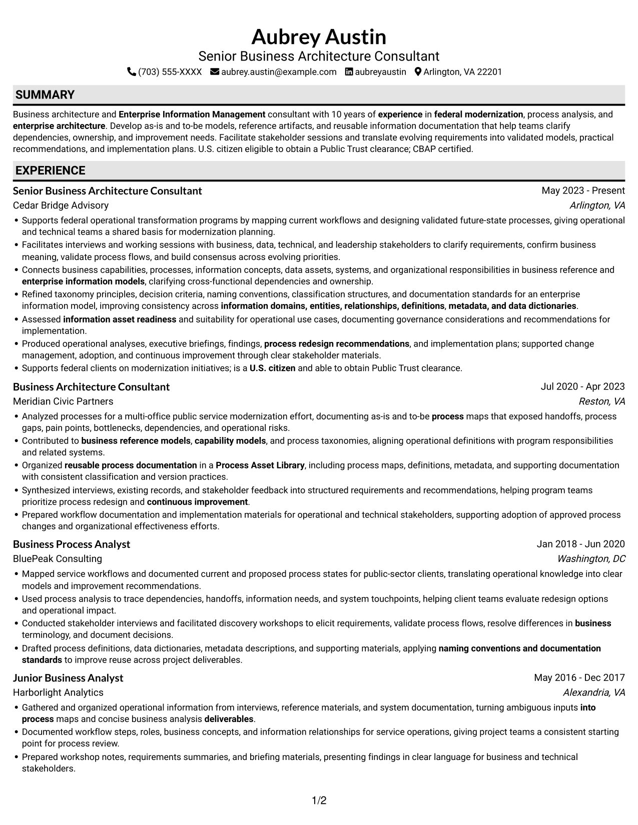 Resume example — page 1