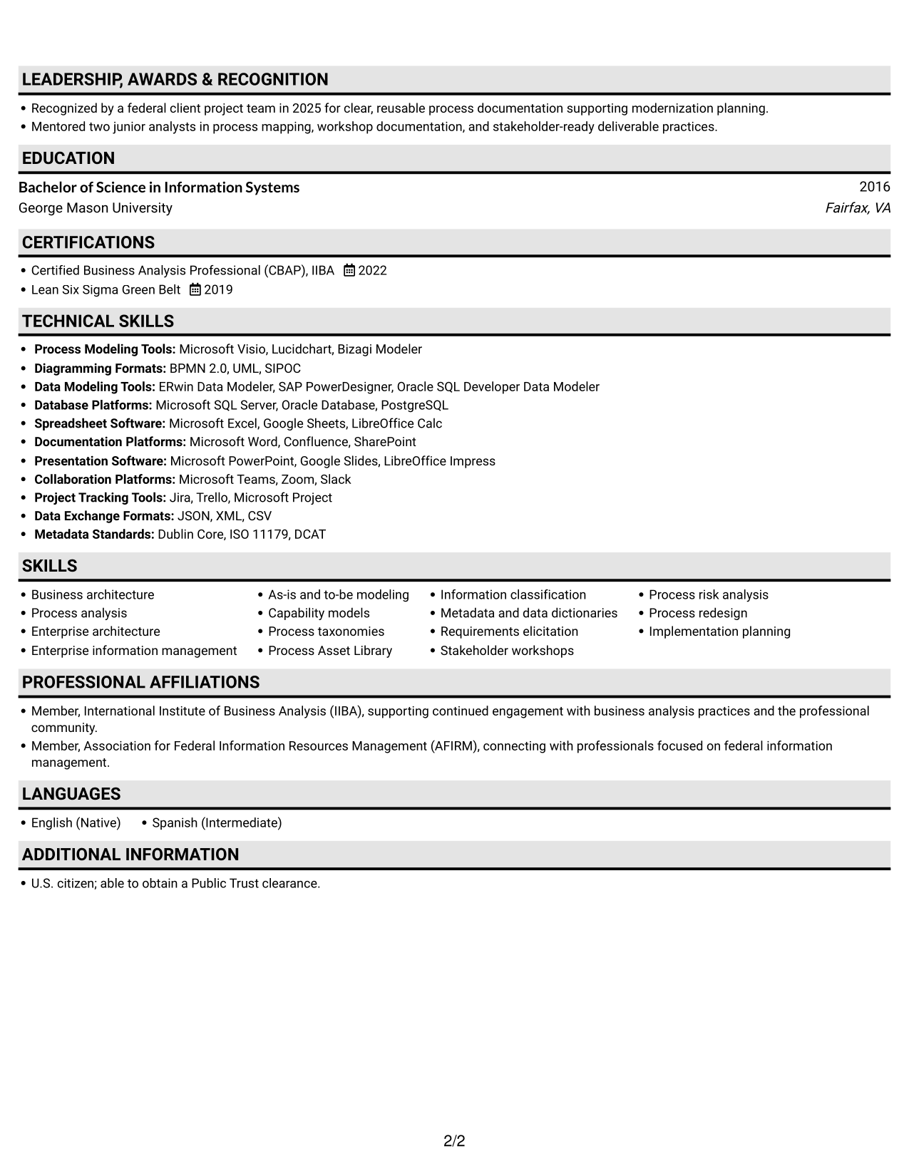 Resume example — page 2