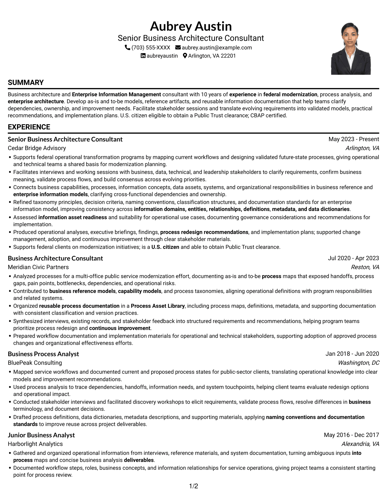 Resume example — page 1