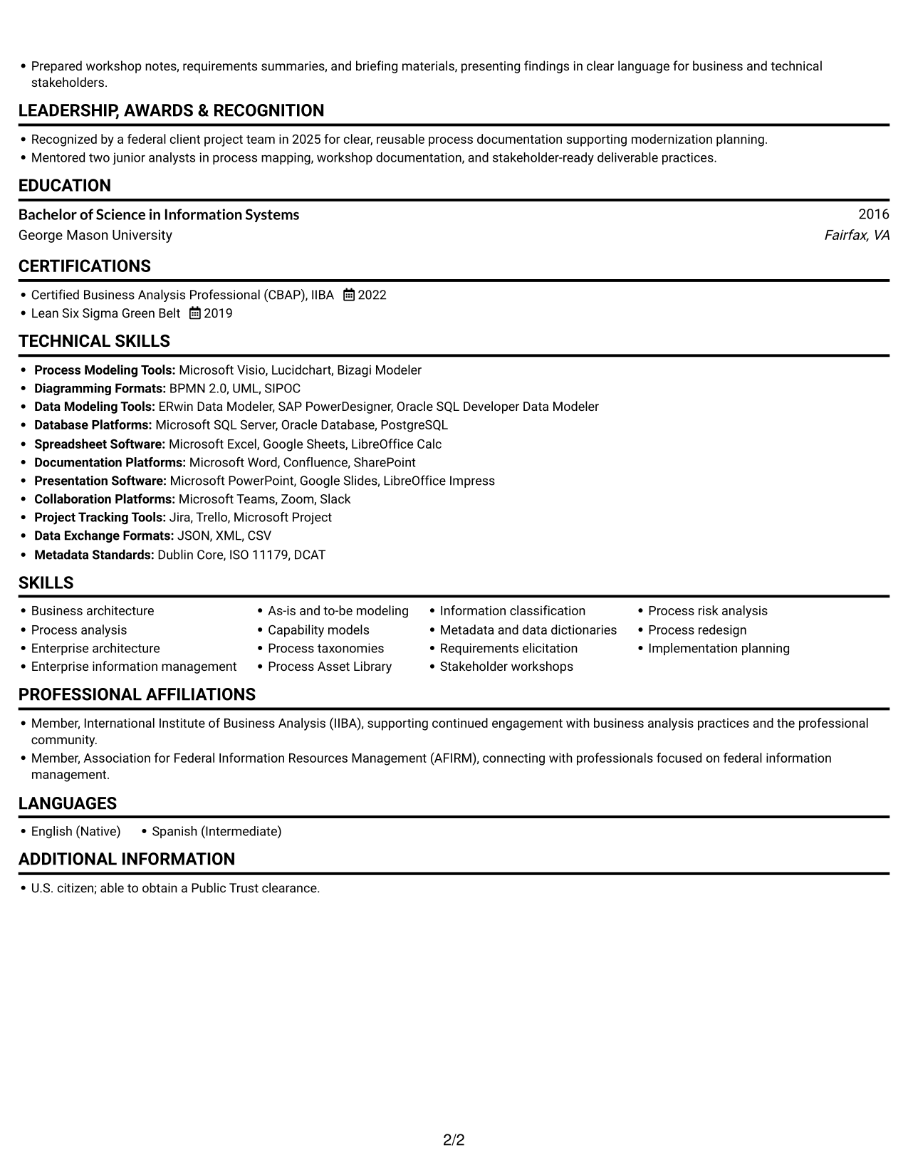 Resume example — page 2