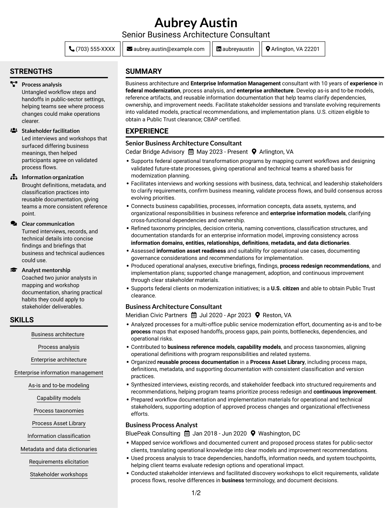 Resume example — page 1