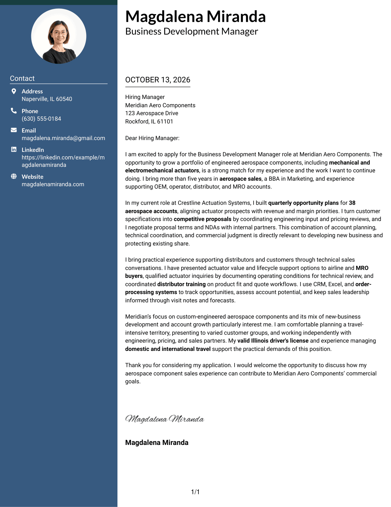 Cover Letter Example Page 1