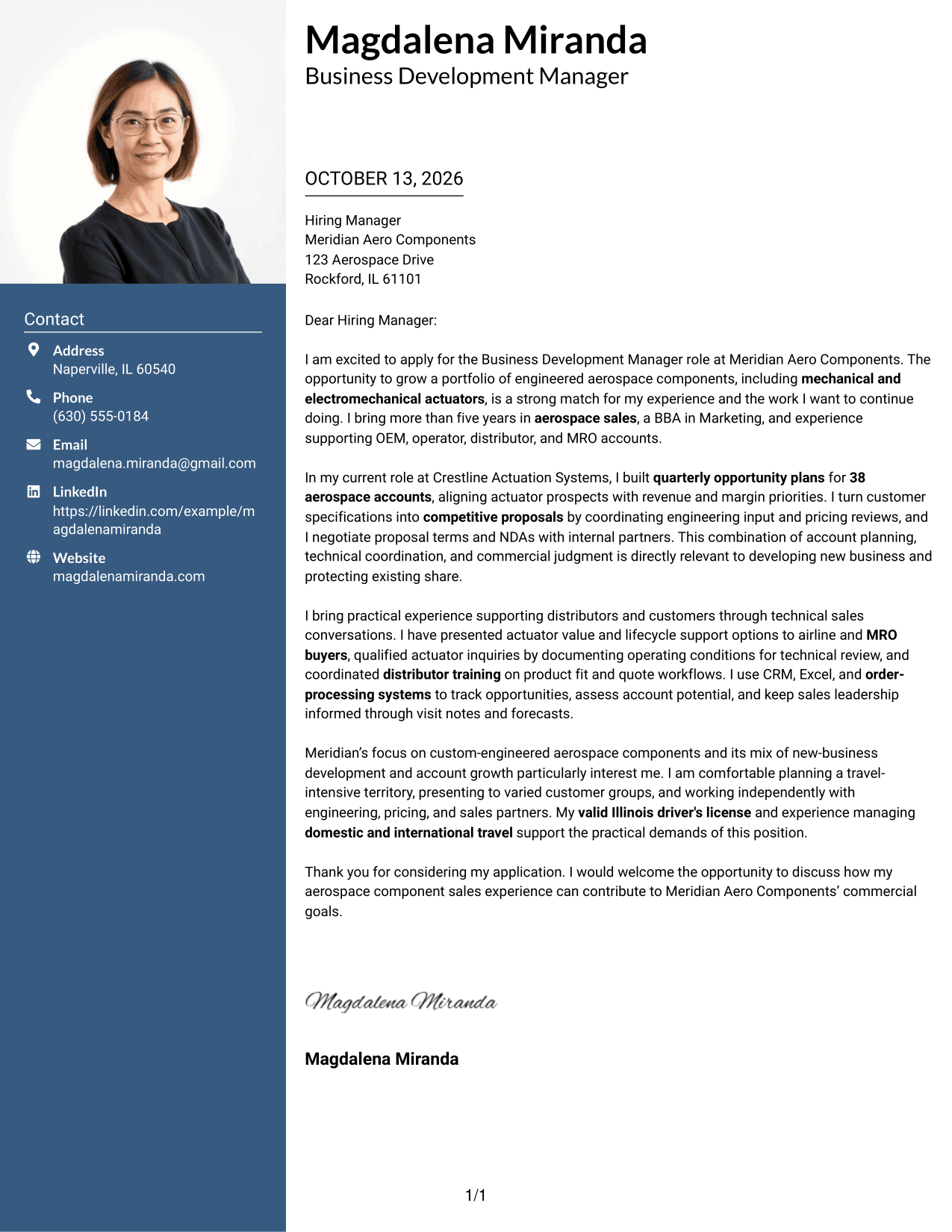 Cover Letter Example Page 1