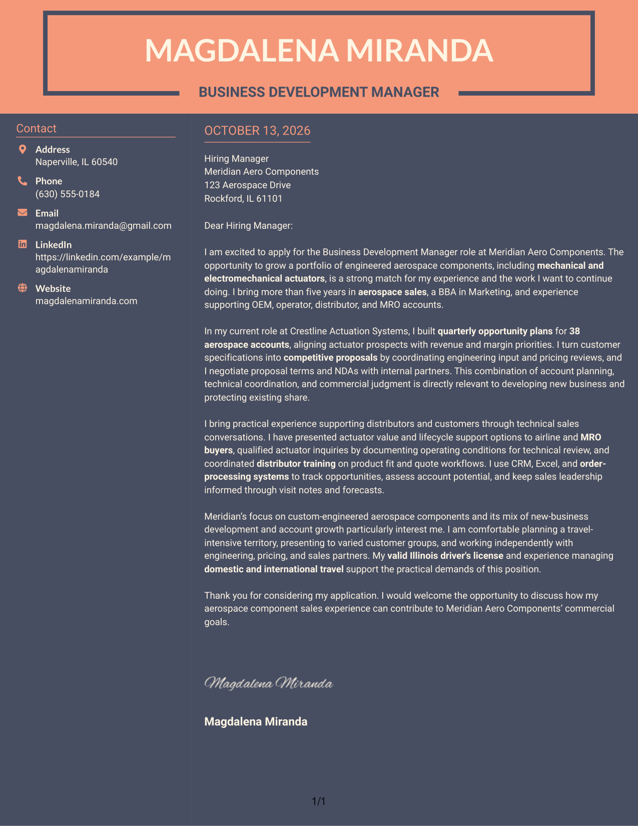 Cover Letter Example Page 1