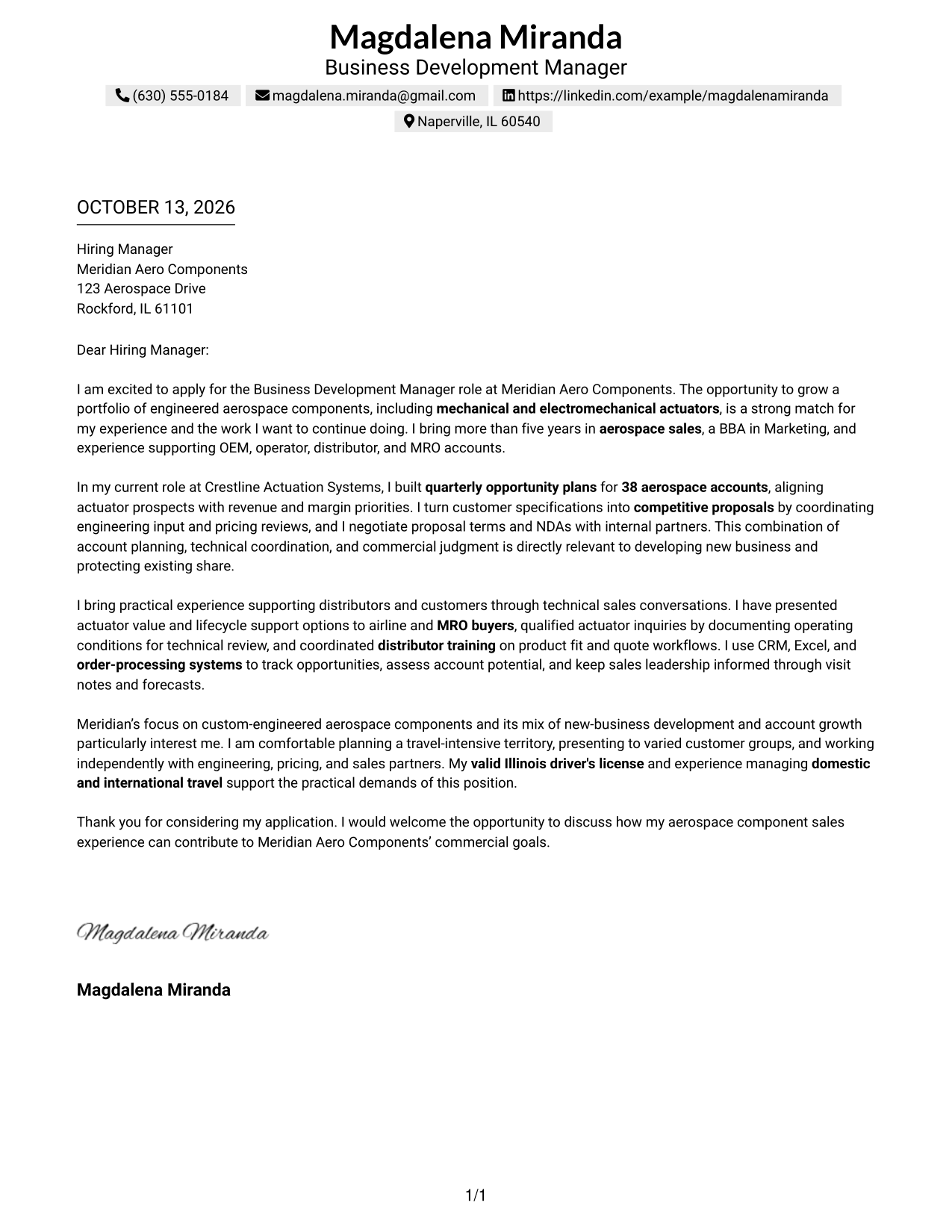 Text/Fang Style Cover Letter Preview