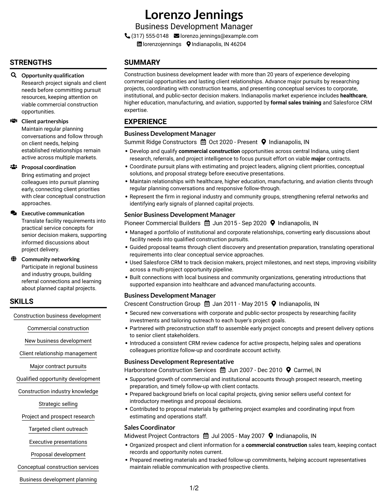 Resume example — page 1