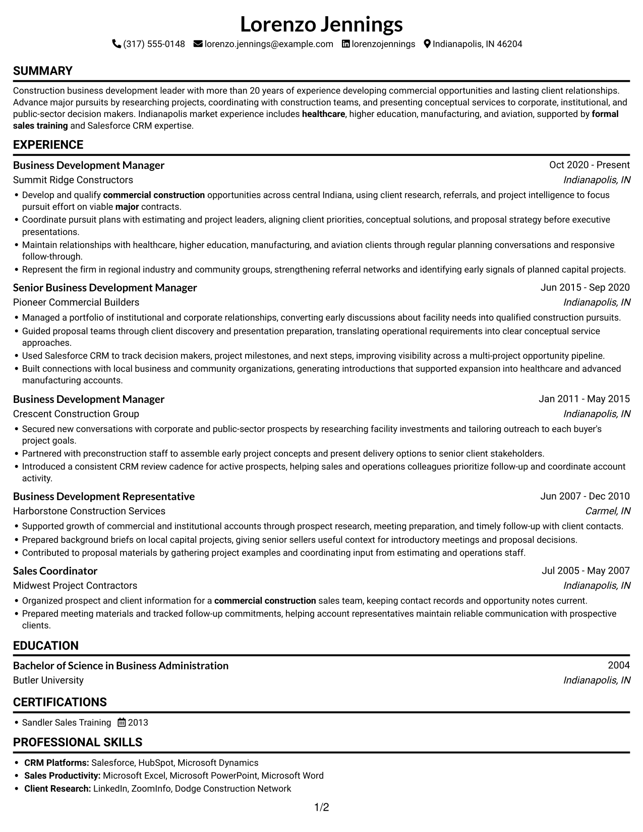 Resume example — page 1