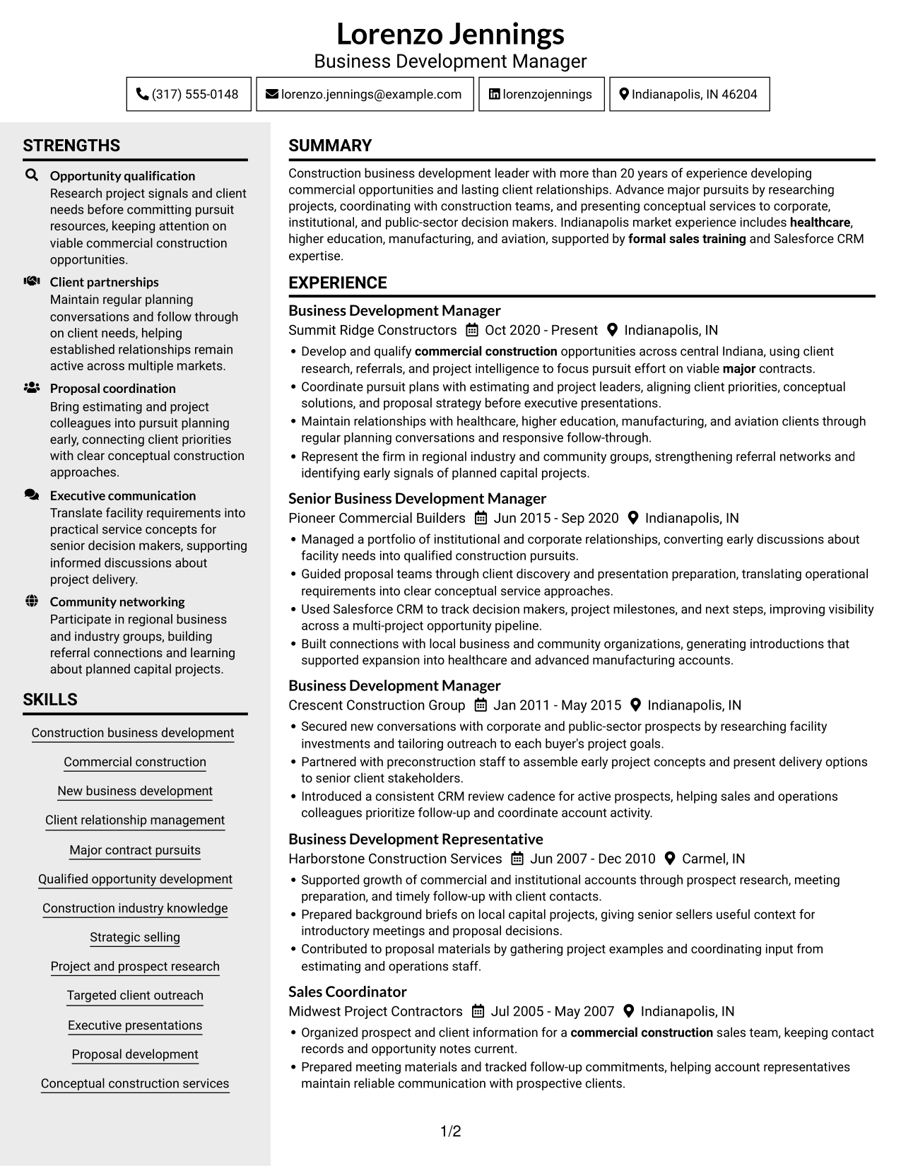 Resume example — page 1