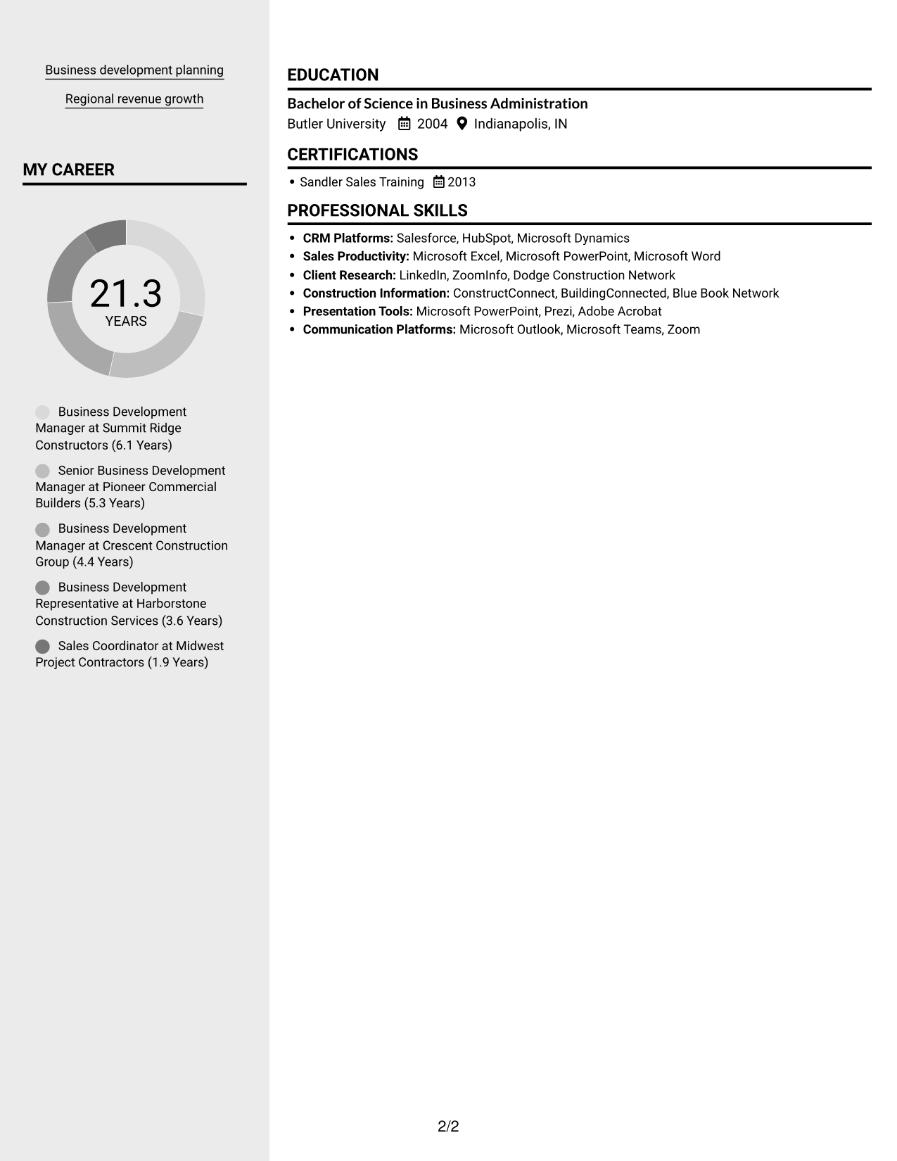Resume example — page 2