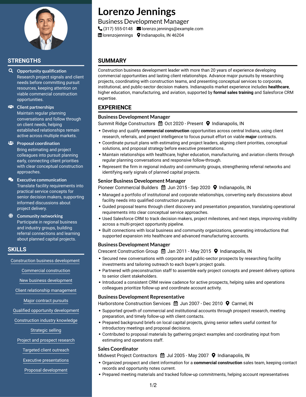 Resume example — page 1