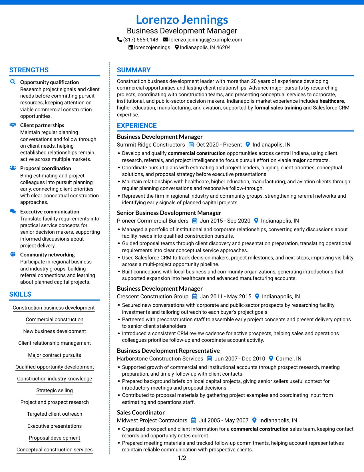 Resume example — page 1