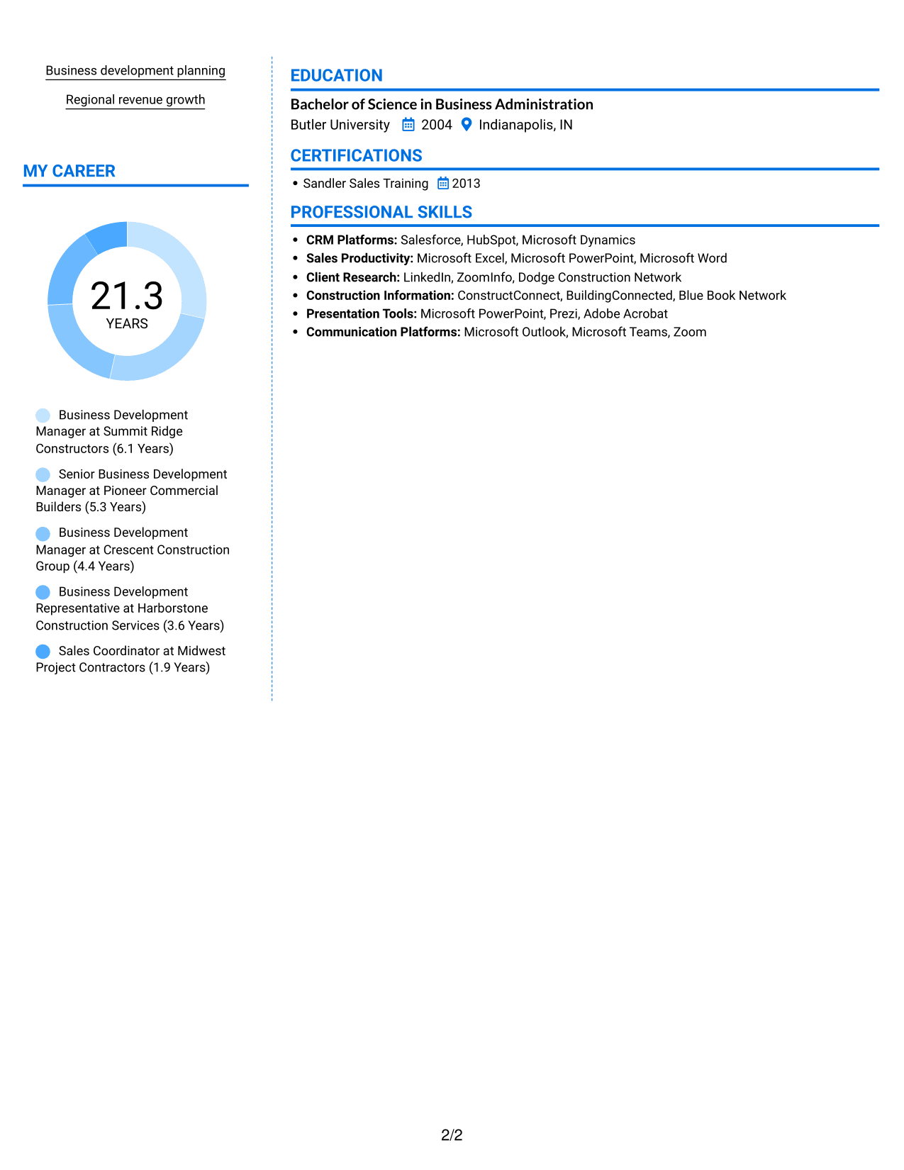 Resume example — page 2