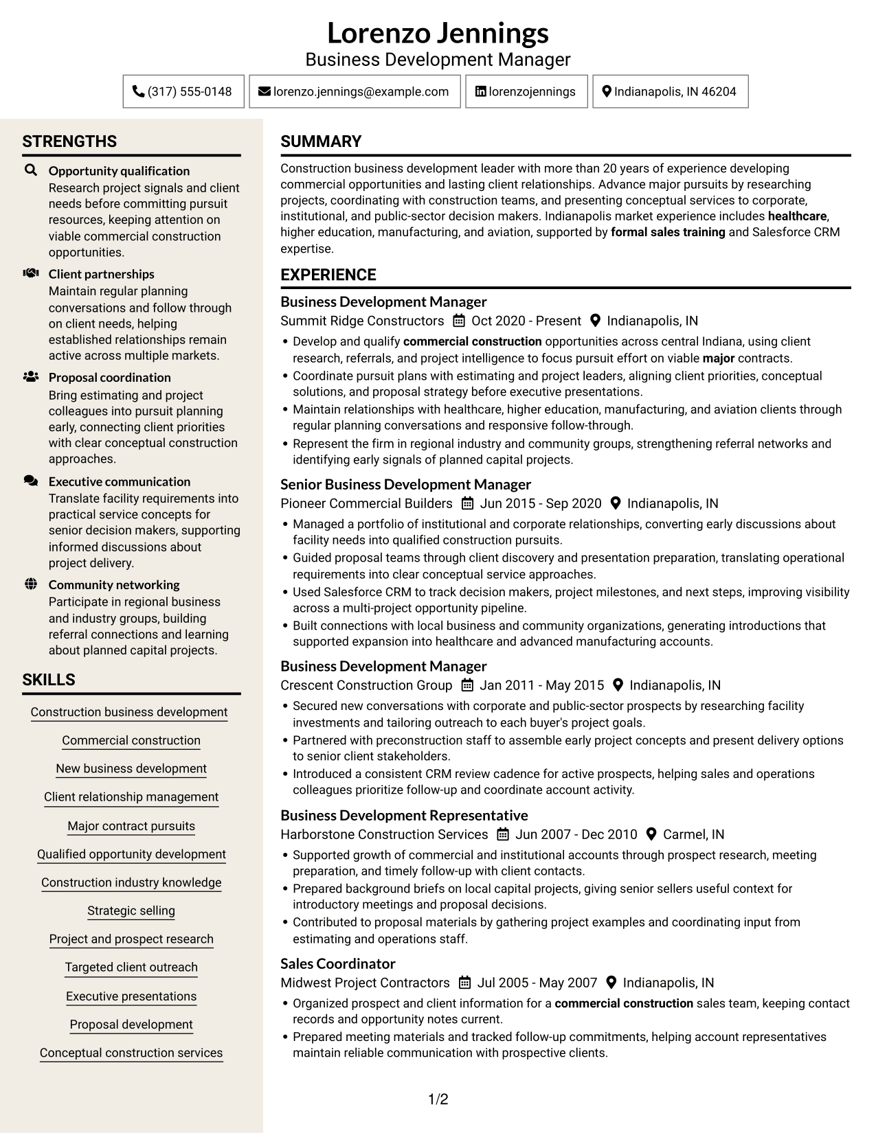 Resume example — page 1