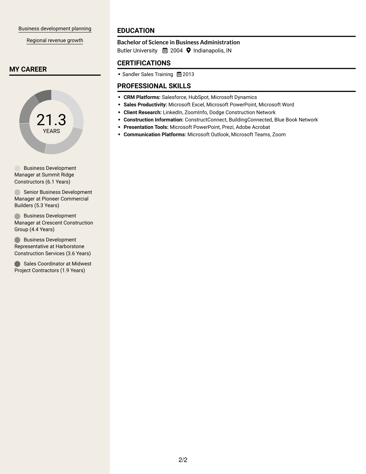 Resume example — page 2